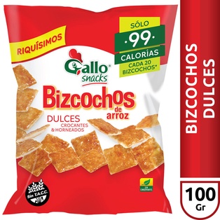 BIZCOCHOS DE ARROZ DULCES GALLO SNACKS 100g