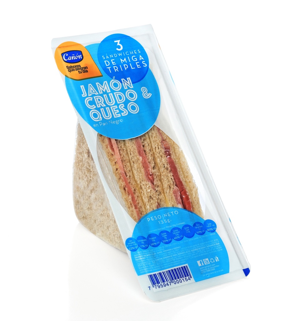 TRIPLE JAMON CRUDO Y QUESO X3U EL CAÑON 135g