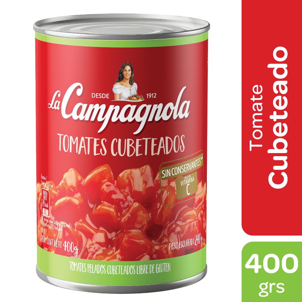 TOMATE PELADO CUBETEADO LA CAMPAGNOLA 400g