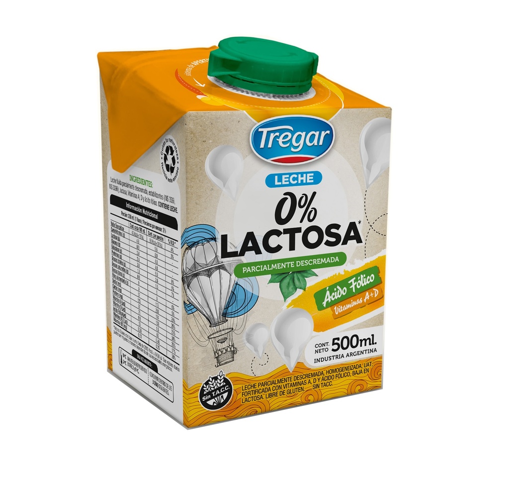 LECHE DESLACTOSADA DESCREMADA UAT TREGAR 500ml