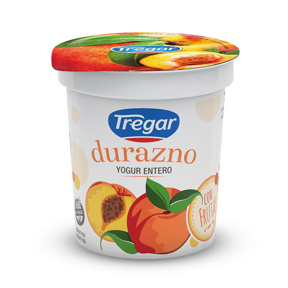 YOGUR ENTERO C/FRUTAS DURAZNOS TREGAR 160g