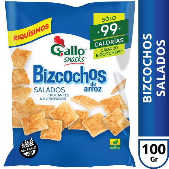 BIZCOCHOS DE ARROZ SALADOS GALLO SNACKS 100g